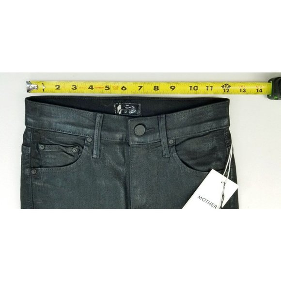 Mother 25X27 Women's Black The Swooner Ankle Wet Paint Denim Logo Tag Jeans USA - Picture 3 of 16